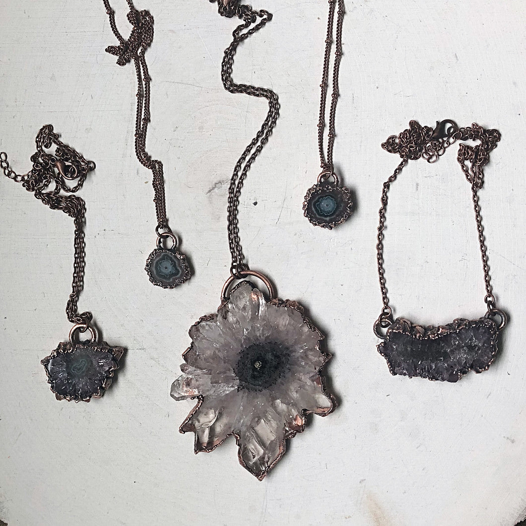 Amethyst Stalactite Slice Necklaces - Snow Moon Collection