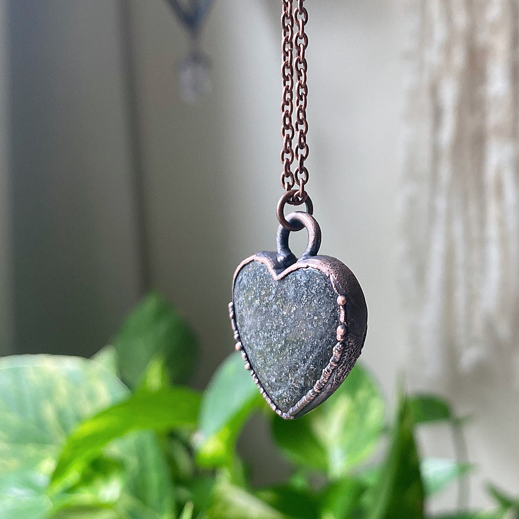 Black Sunstone Heart Necklace #2 - Ready to Ship