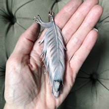 Load image into Gallery viewer, Electroformed Wild Feather with Clear Quartz Druzy Cluster Necklace

