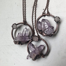 Load image into Gallery viewer, Vera Cruz Amethyst Cluster with Druzy Moon Necklace - Snow Moon Collection
