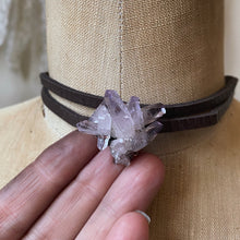 Load image into Gallery viewer, Vera Cruz Amethyst &amp; Leather Choker #2 - Ready to Ship
