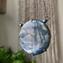 Load image into Gallery viewer, Labradorite New Moon Necklace #2 - Sterling Silver
