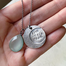 Load image into Gallery viewer, Live By the Moon Necklace with Light Blue Calcedony (Large)- Ready to Ship
