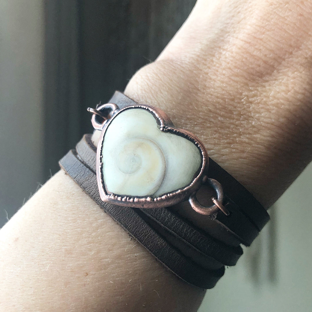 Eye of Shiva Heart and Leather Wrap Bracelet/Choker #2
