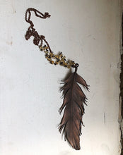 Load image into Gallery viewer, Electroformed Large Wild Feather &amp; Raw Citrine Necklace (Icarus Soaring)
