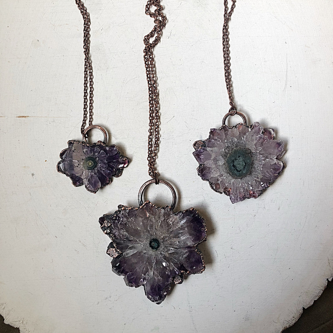 Amethyst Stalactite Slice Necklace - Snow Moon Collection