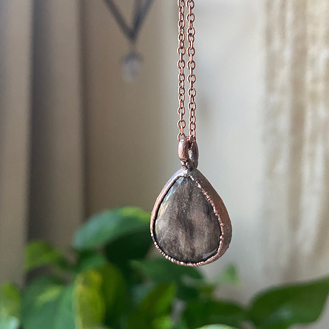 Silver Sheen Obsidian Necklace #2