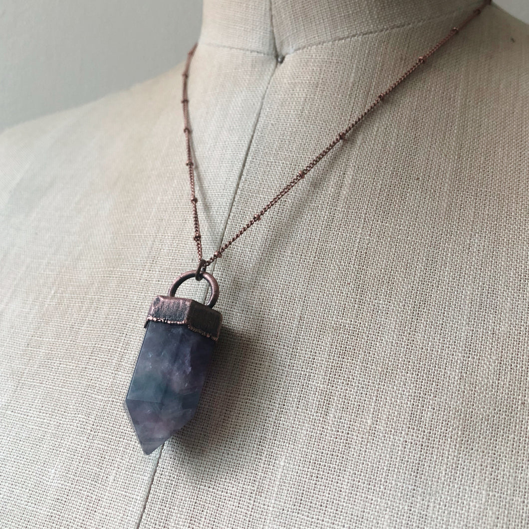 Fluorite Polished Point Necklace #4 - Ready to Ship