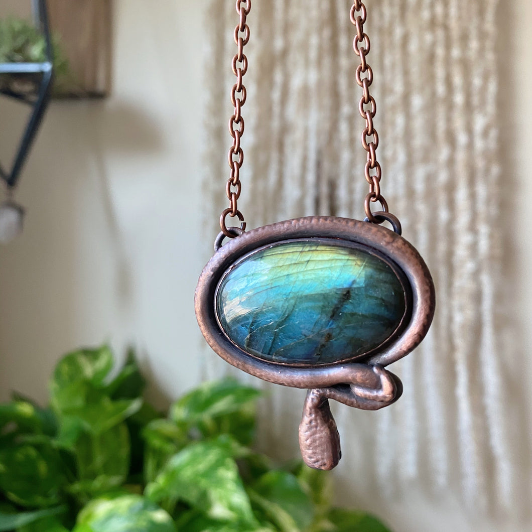 Labradorite with Sculpted Snake Necklace - Ready to Ship