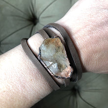 Load image into Gallery viewer, Raw Citrine and Leather Wrap Bracelet/Choker - Ready to Ship
