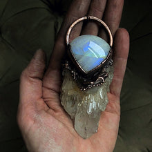 Load image into Gallery viewer, Candle Quartz &amp; Rainbow Moonstone Statement Necklace - Ready to Ship
