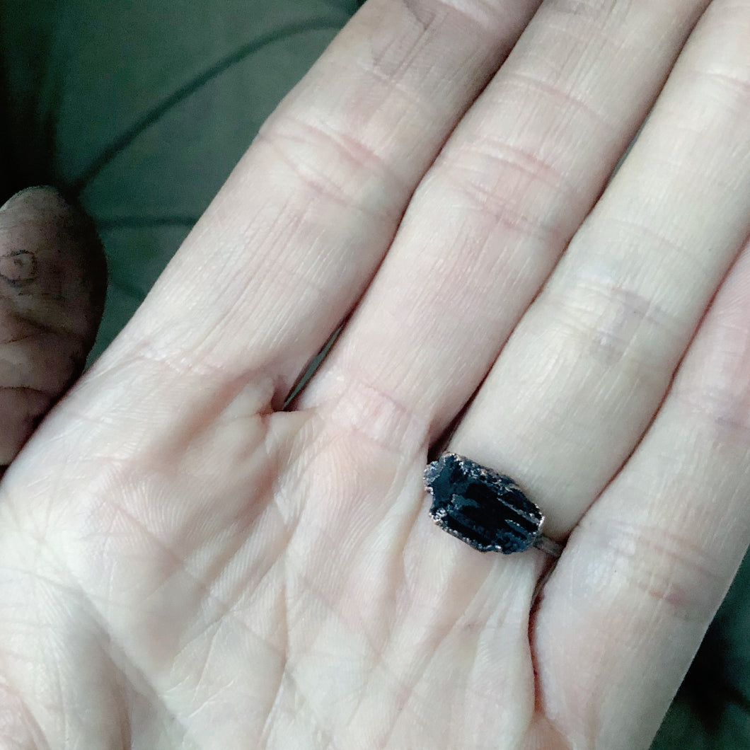 Black Tourmaline Stacking Ring #2 (Size 6)