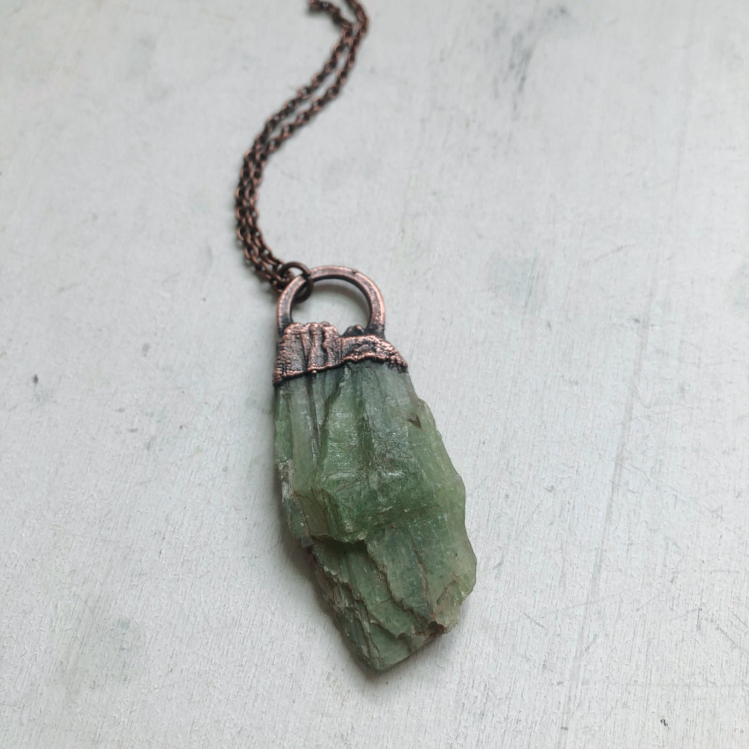 Raw Green Kyanite Necklace #3 - Ready to Ship
