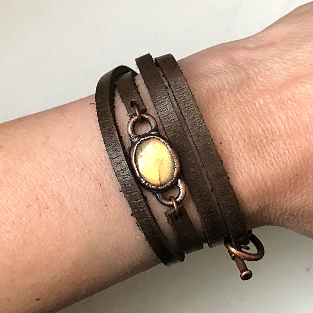 Labradorite and Leather Wrap Bracelet/Choker #3 (5/17 Update)