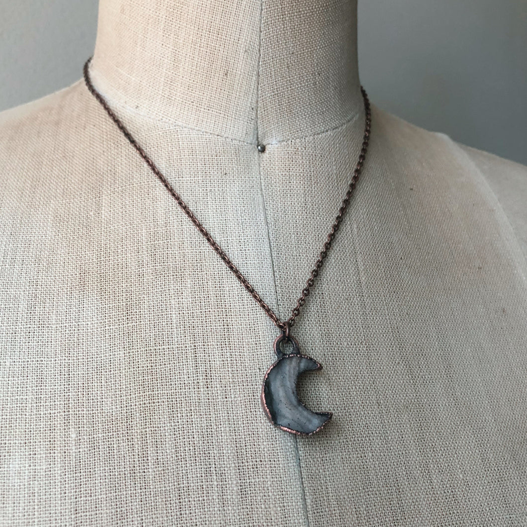 Chalcedony Crescent Moon Necklace #1 - Ready to Ship