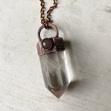 Load image into Gallery viewer, Polished Clear Quartz Point with Grey Moonstone Necklace #1
