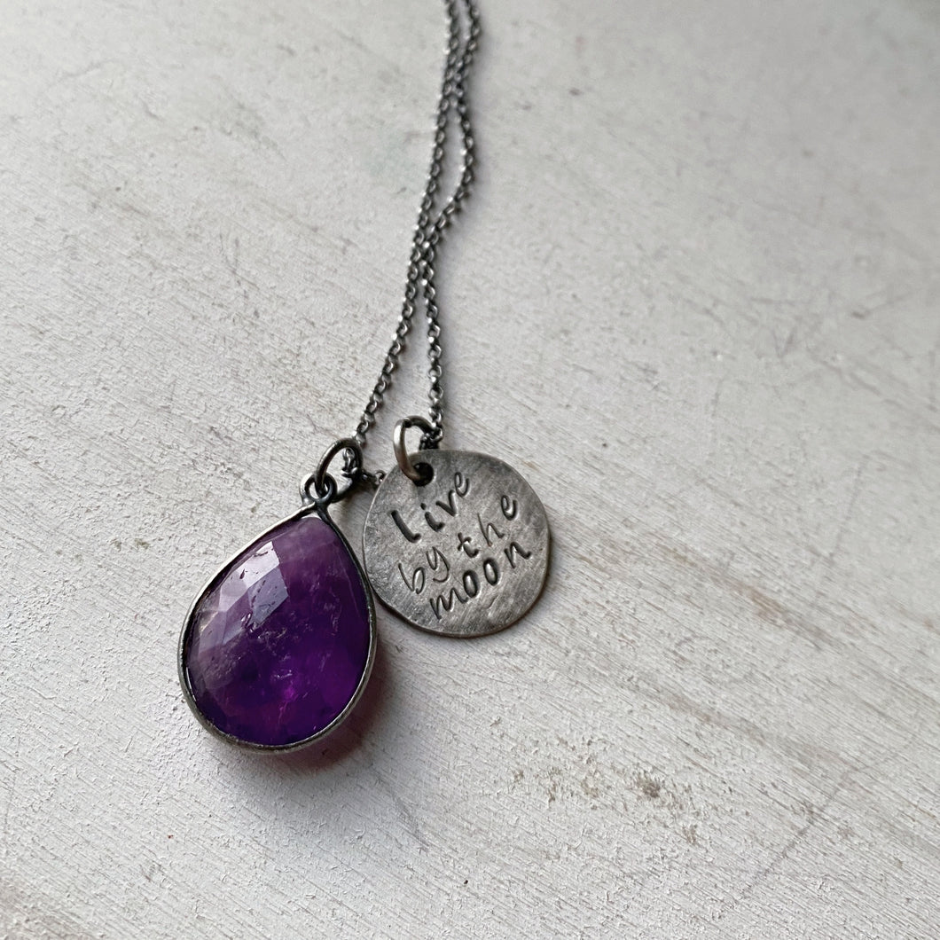 Live By the Moon Necklace with Amethyst (Small)- Ready to Ship