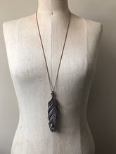 Load image into Gallery viewer, Electroformed Feather and Labradorite Necklace #1 - Moksha Collection

