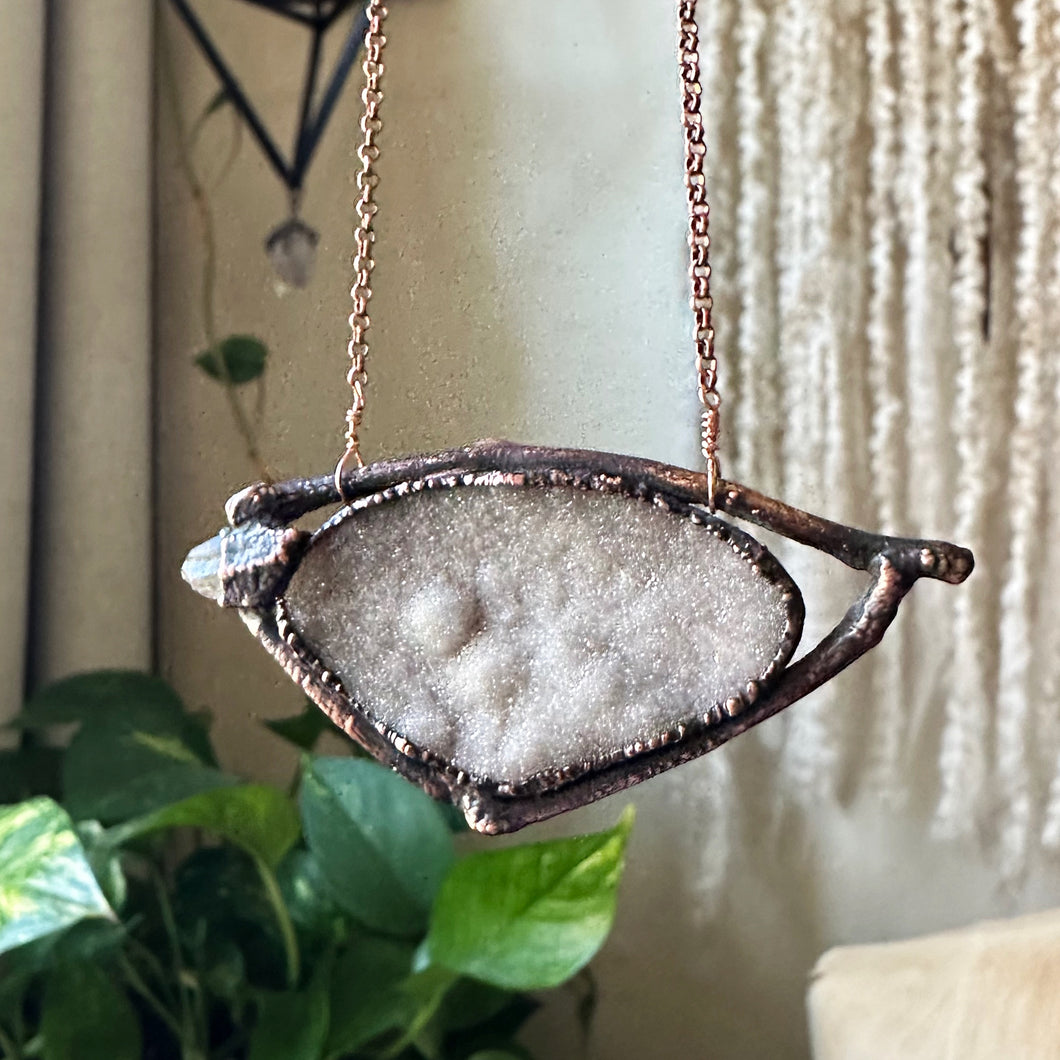 Smoky Druzy & Clear Quartz Necklace - Ready to Ship