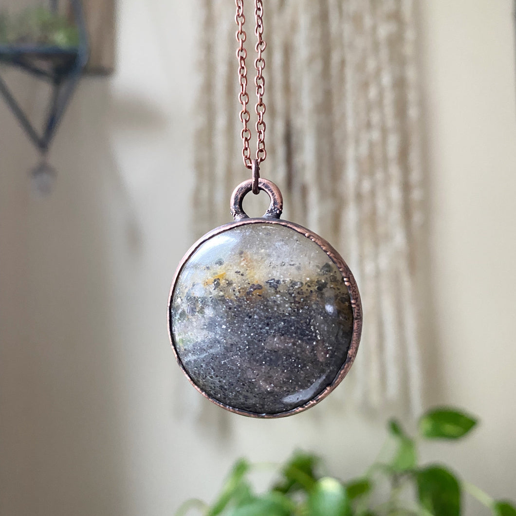 Black Sunstone Moon Necklace #3 - Ready to Ship