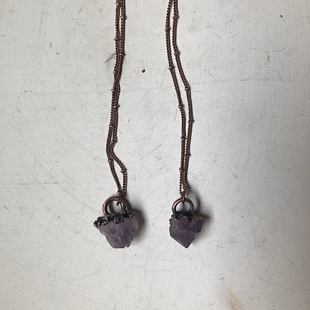 Raw Tibetan Amethyst Mini Cluster Necklace - Ready to Ship