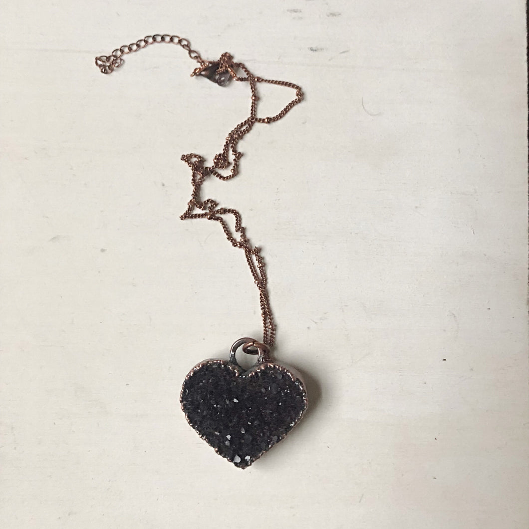 Dark Amethyst Druzy Tell Tale Heart Necklace #2