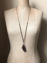 Load image into Gallery viewer, Electroformed Dark Gray Feather Necklace - Ready to Ship
