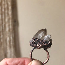 Load image into Gallery viewer, Raw Smoky Quartz Cluster Large Statement Ring - (Super Blood Wolf Moon)

