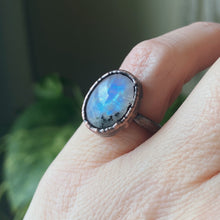 Load image into Gallery viewer, Rainbow Moonstone Ring - Oval #1 (Size 4.25) - Ready to Ship
