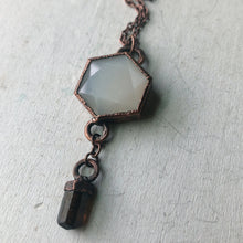 Load image into Gallery viewer, White Moonstone Hexagon and Dravite Necklace #1 - Ready to Ship
