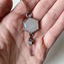 Load image into Gallery viewer, White Moonstone Hexagon and Vera Cruz Amethyst Necklace #1 - Ready to Ship
