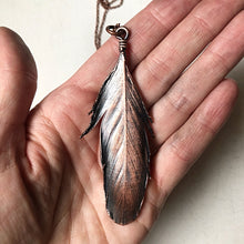 Load image into Gallery viewer, Electroformed African Gray Feather Necklace - Ready to Ship
