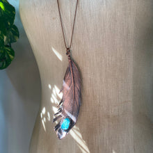 Load image into Gallery viewer, Electroformed Feather with Raw Amazonite Necklace - Ready to Ship
