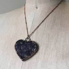 Load image into Gallery viewer, Dark Amethyst Druzy Heart Necklace #7 - Ready to Ship
