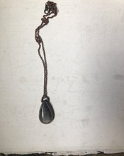 Load image into Gallery viewer, Silver Obsidian Teardrop Necklace #2 (Ready to Ship) - Darkness Calling Collection
