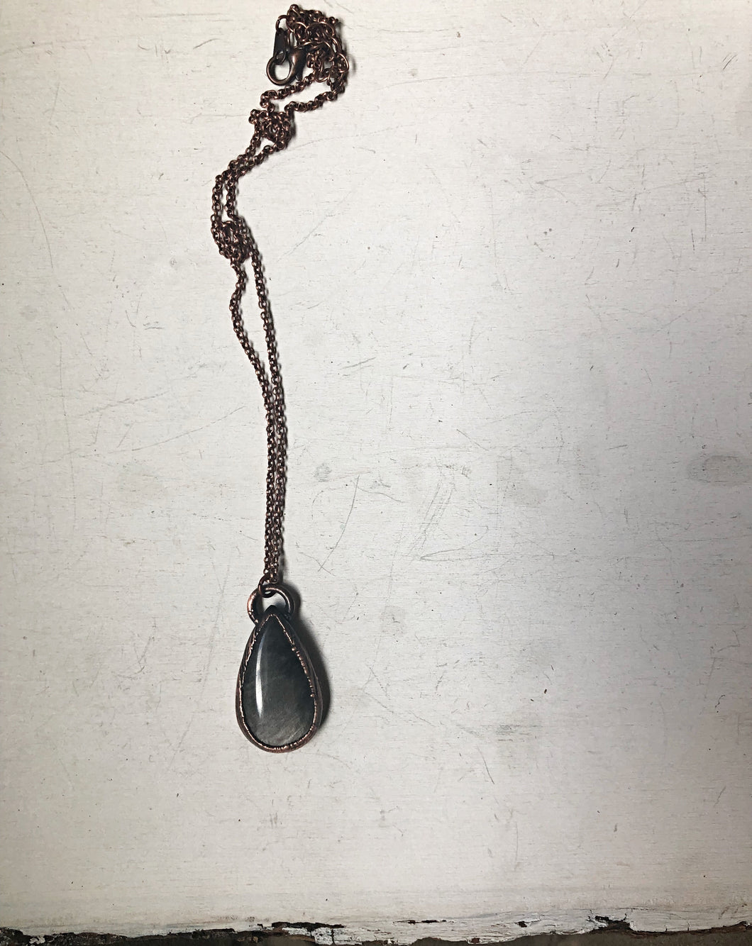 Silver Obsidian Teardrop Necklace #2 (Ready to Ship) - Darkness Calling Collection