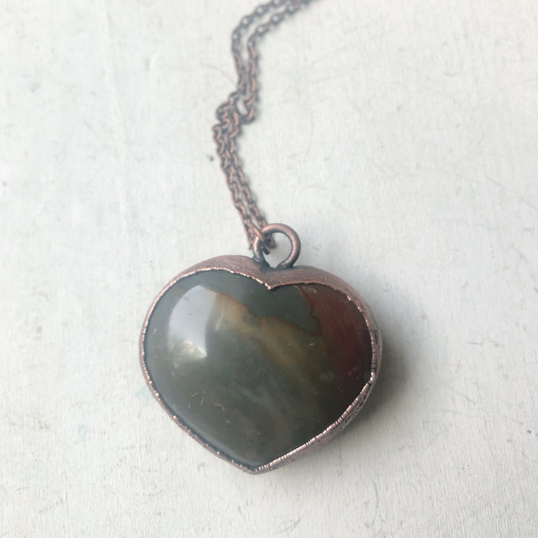 Polychrome Jasper Heart Necklace #13