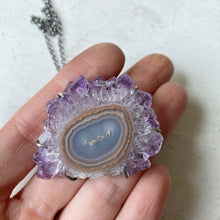 Load image into Gallery viewer, Amethyst Stalactite Slice Necklace #4- Sterling Silver
