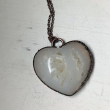 Load image into Gallery viewer, White Agate Druzy “Broken Open” Heart Necklace #2 - Ready to Ship
