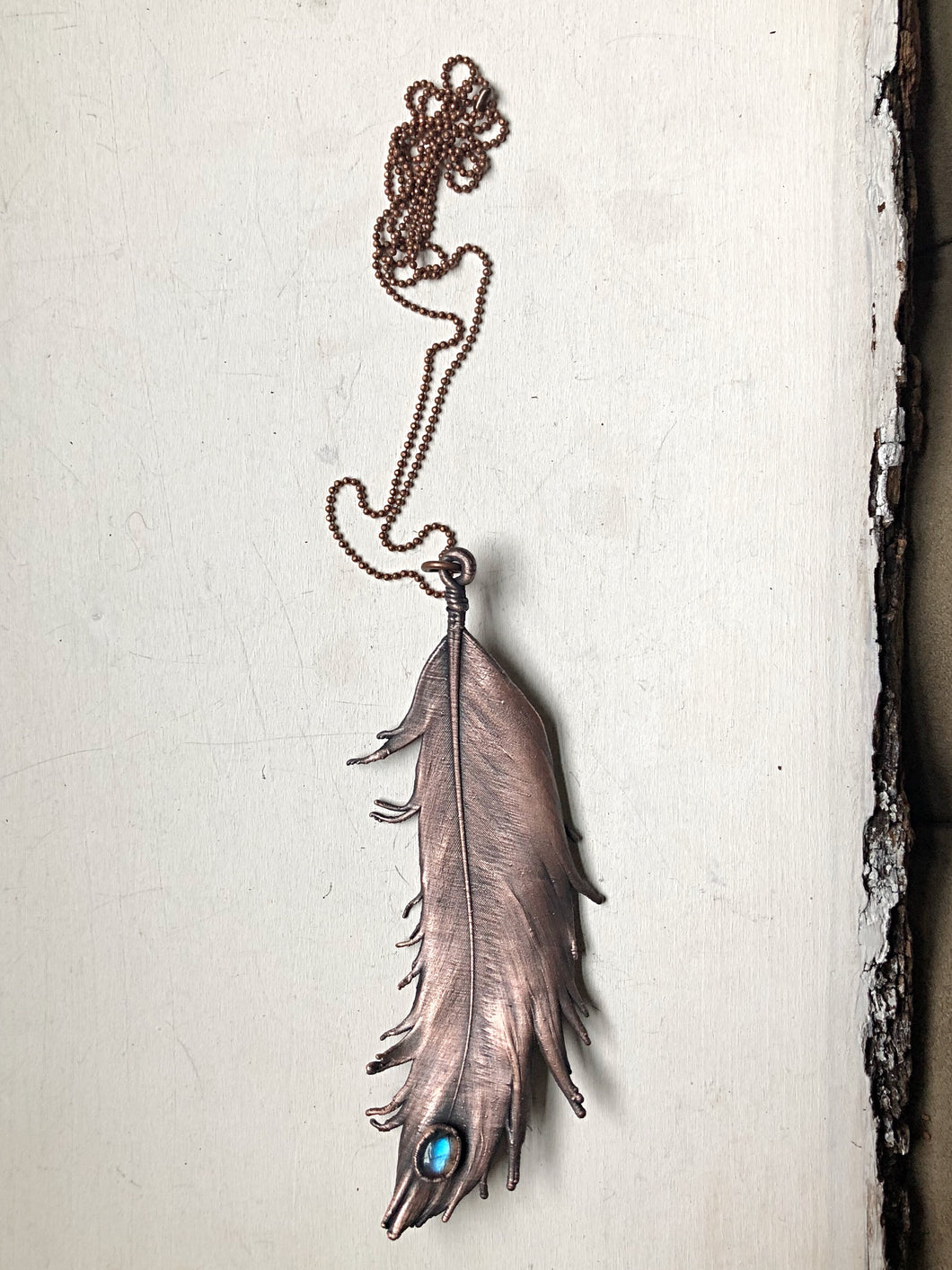 Electroformed Feather and Labradorite Necklace #3 - Moksha Collection