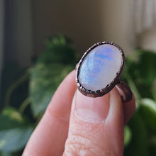 Load image into Gallery viewer, Rainbow Moonstone Ring - Oval #4 (Size 6.25) - Ready to Ship
