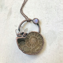Load image into Gallery viewer, Golden Ammonite, Clear Quartz and Rainbow Moonstone Necklace #1A - Ready to Ship

