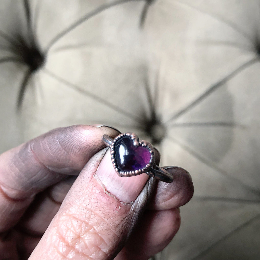 Amethyst Ring - Heart #1 (Size 8.25) - Ready to Ship