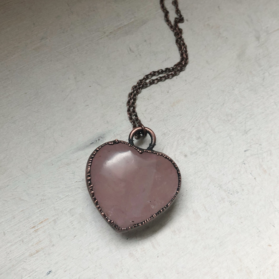 Rose Quartz Heart Necklace #4