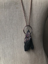 Load image into Gallery viewer, Black Kyanite and Raw Ruby Necklace (Ready to Ship) - Darkness Calling Collection
