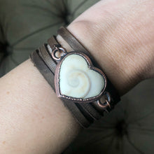 Load image into Gallery viewer, Eye of Shiva Heart and Leather Wrap Bracelet/Choker #2
