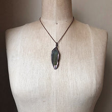 Load image into Gallery viewer, Electroformed Green Macaw Feather Necklace #1 - Ready to Ship
