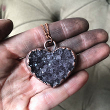 Load image into Gallery viewer, Dark Amethyst Druzy Heart Necklace #4 - Ready to Ship
