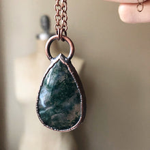 Load image into Gallery viewer, Moss Agate Teardrop Necklace - Ready to Ship
