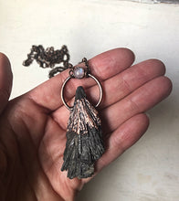 Load image into Gallery viewer, Black Kyanite and Rainbow Moonstone Necklace #1 (Ready to Ship) - Darkness Calling Collection
